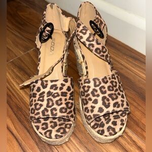 Soda Tan Leopard Espadrille Sandals